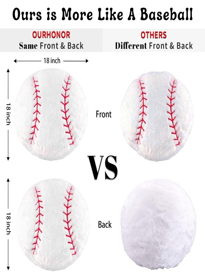 OurHonor Baseball Plush, 18 inch Baseball Pillow Soft Fluffy Football Stuffed Plushies Toy Comfortable Cushion Room Decorations Party Gift for Boy & Girls - Image 3